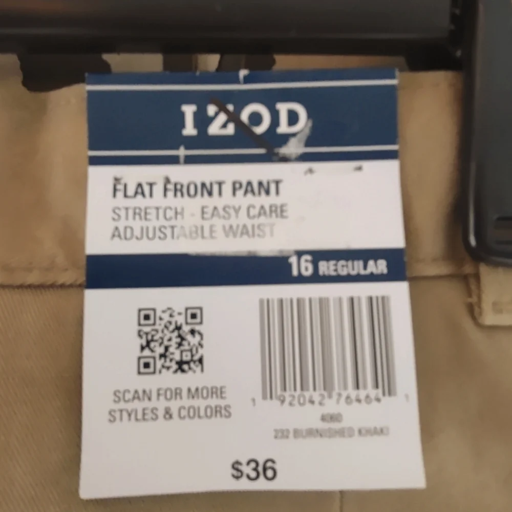 IZOD, 16 Regular, Camel Khakis. NWT, $36